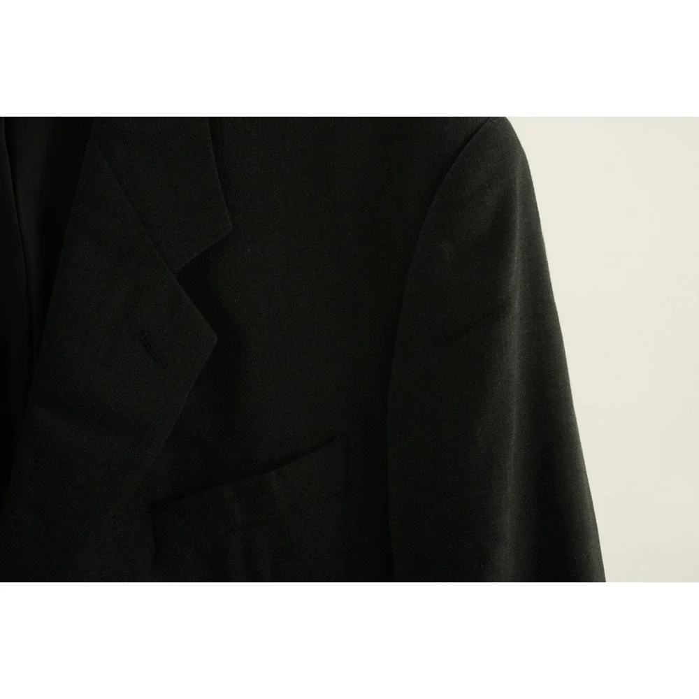Vintage Giorgio Armani Men's 44L Charcoal Gray Woven‎ Wool 3 Button Notch Blazer